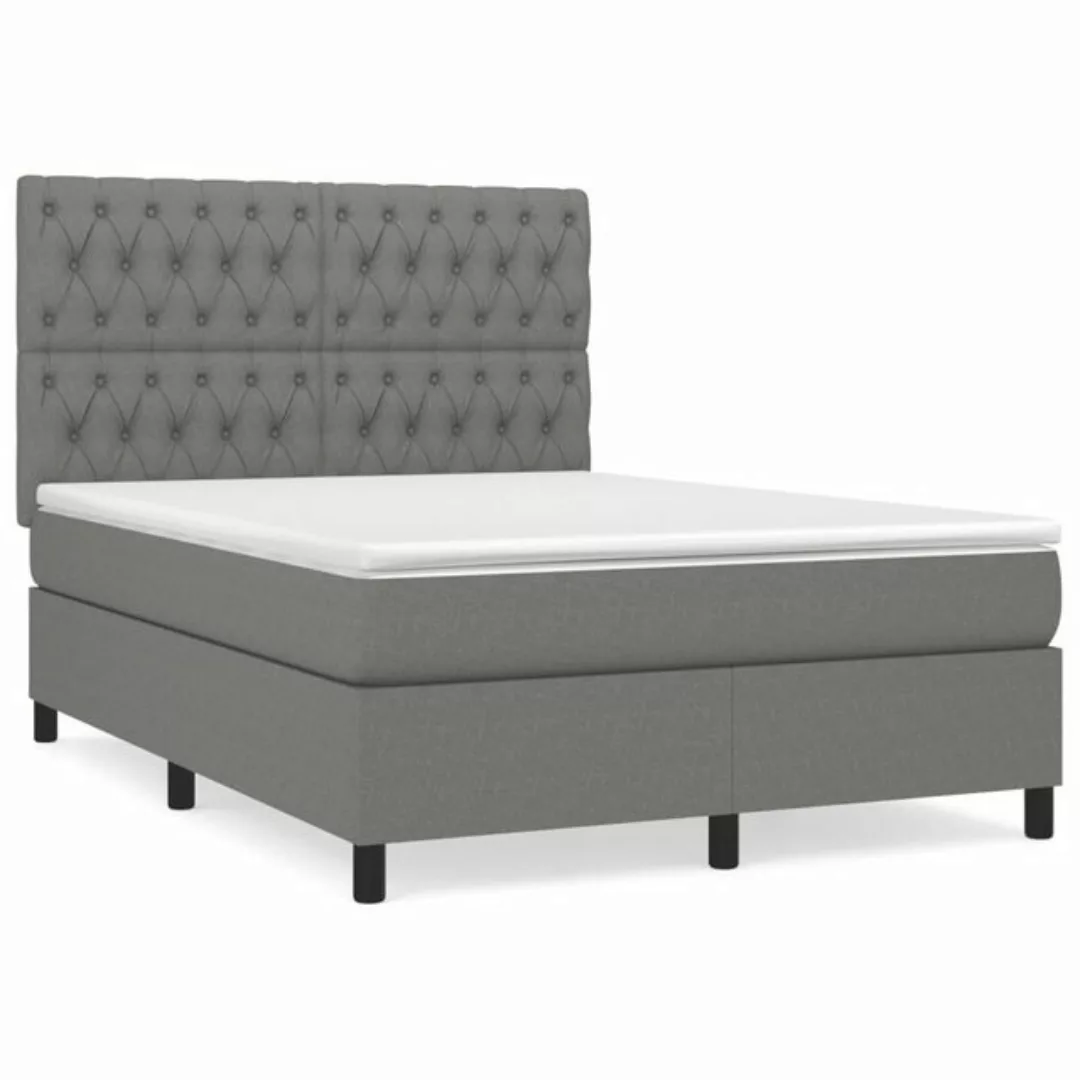 furnicato Bett Boxspringbett mit Matratze Dunkelgrau 140x190 cm Stoff günstig online kaufen