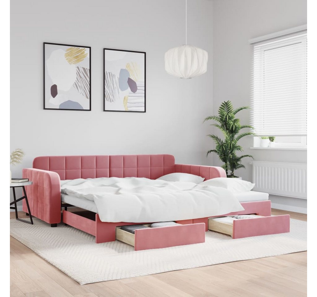 vidaXL Gästebett Gästebett Tagesbett Ausziehbar mit Schubladen Rosa 100x200 günstig online kaufen