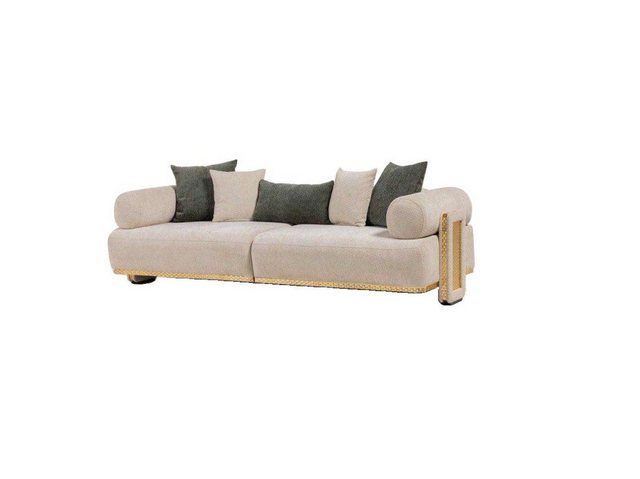 JVmoebel 3-Sitzer Beige Designer Dreisitzer Sofa Luxuriöse Wohnzimmer Moder günstig online kaufen