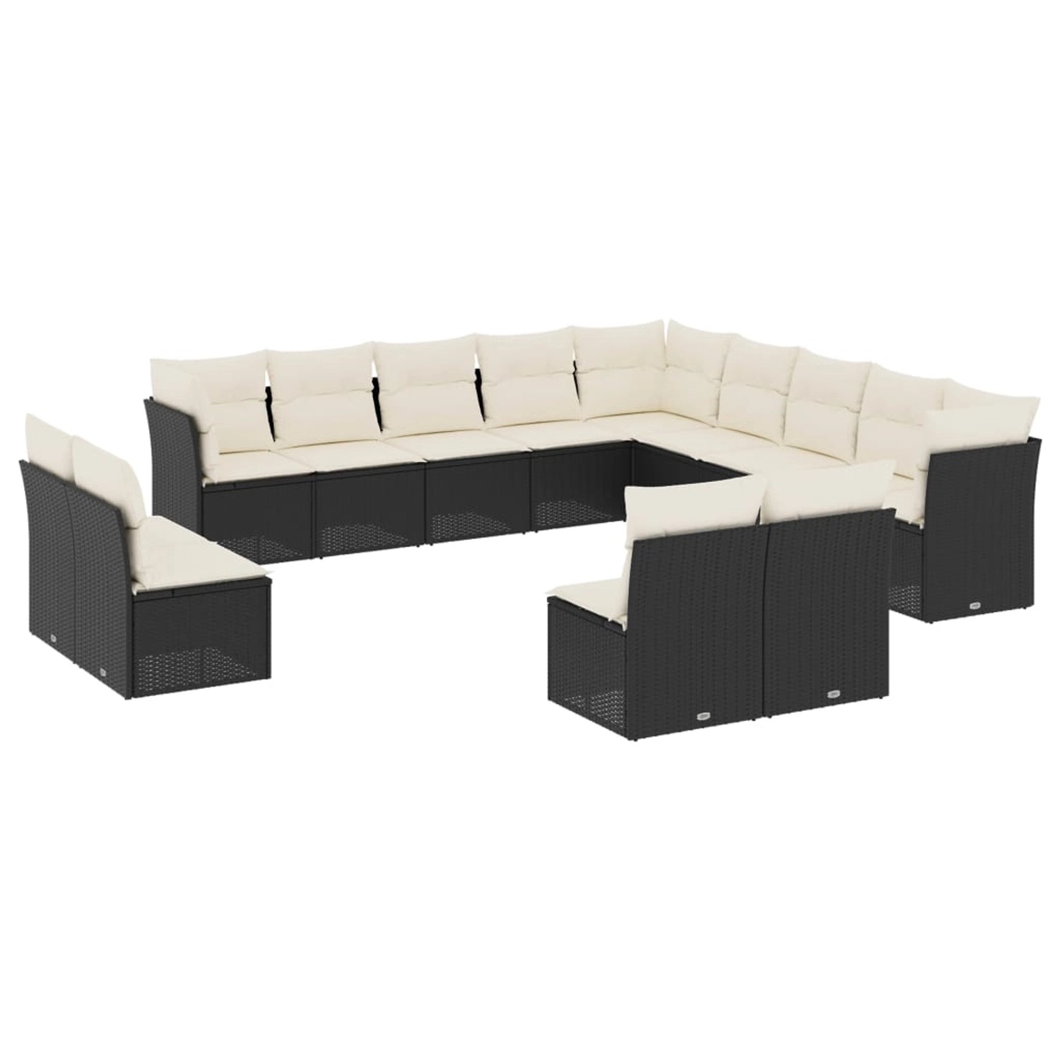 vidaXL 13-Tlg Garten-Sofagarnitur mit Kissen Schwarz Poly Rattan 3250325 günstig online kaufen