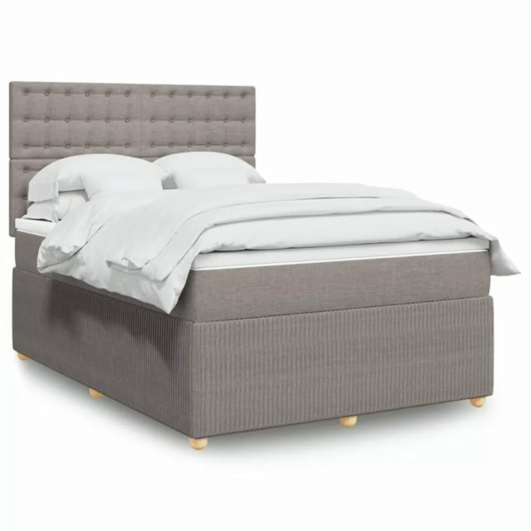 vidaXL Boxspringbett, Boxspringbett mit Matratze Taupe 140x200 cm Stoff günstig online kaufen