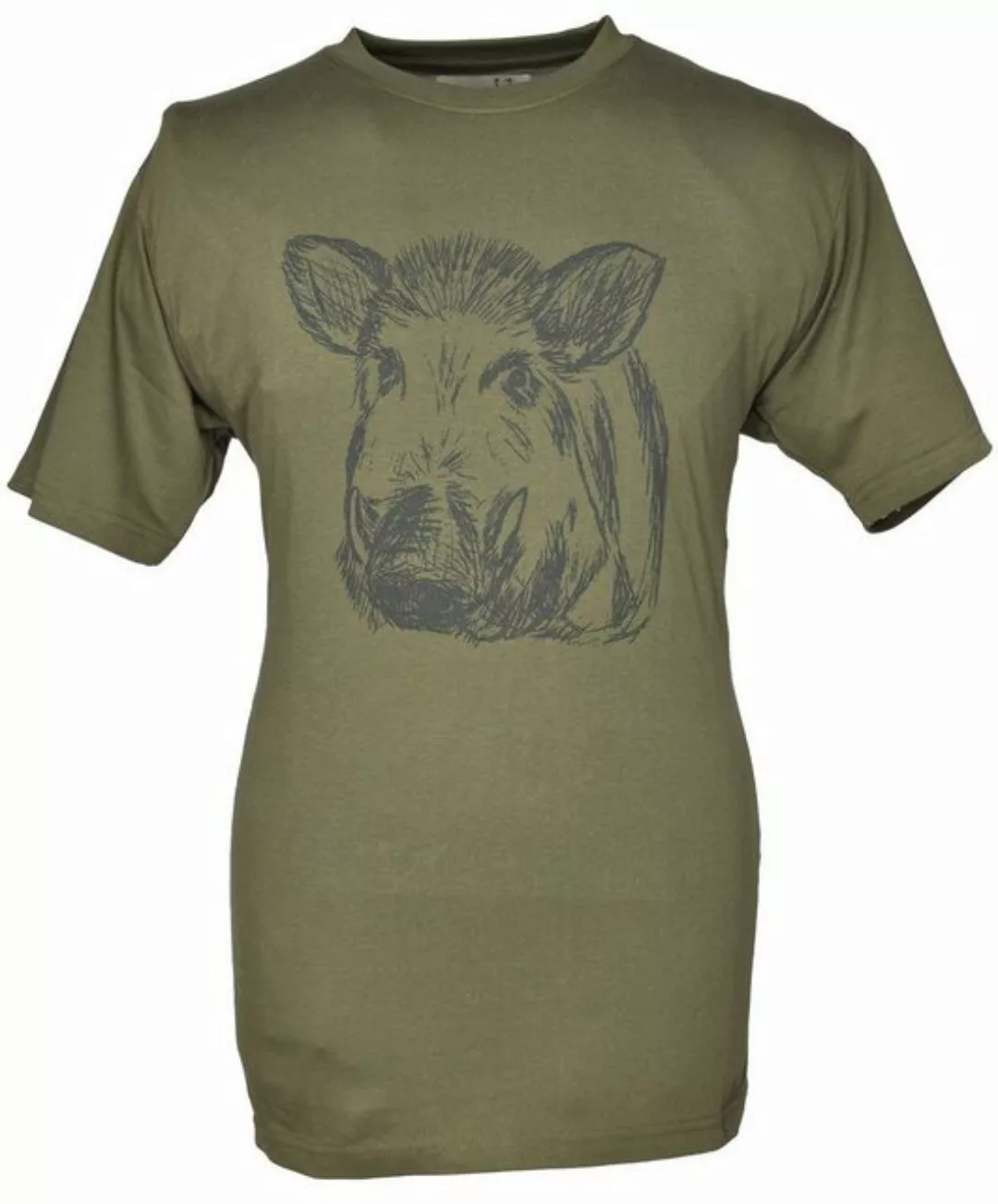 Hubertus® Hunting T-Shirt Jagd-T-Shirt Herren mit Motiv "Keilerkopf" oliv & günstig online kaufen