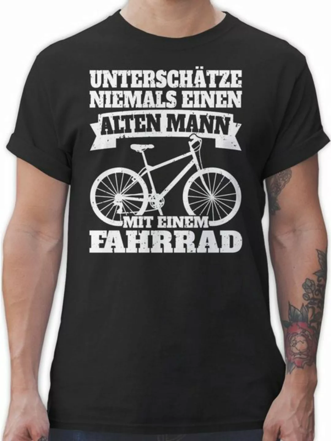 Shirtracer T-Shirt Unterschätze niemals einen alten Mann mit einem Fahrrad günstig online kaufen