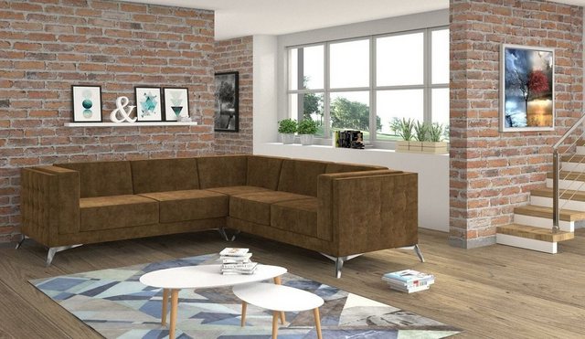 JVmoebel Ecksofa Designer Braunes Ecksofa L-Form Textilcouch Polster Möbel günstig online kaufen