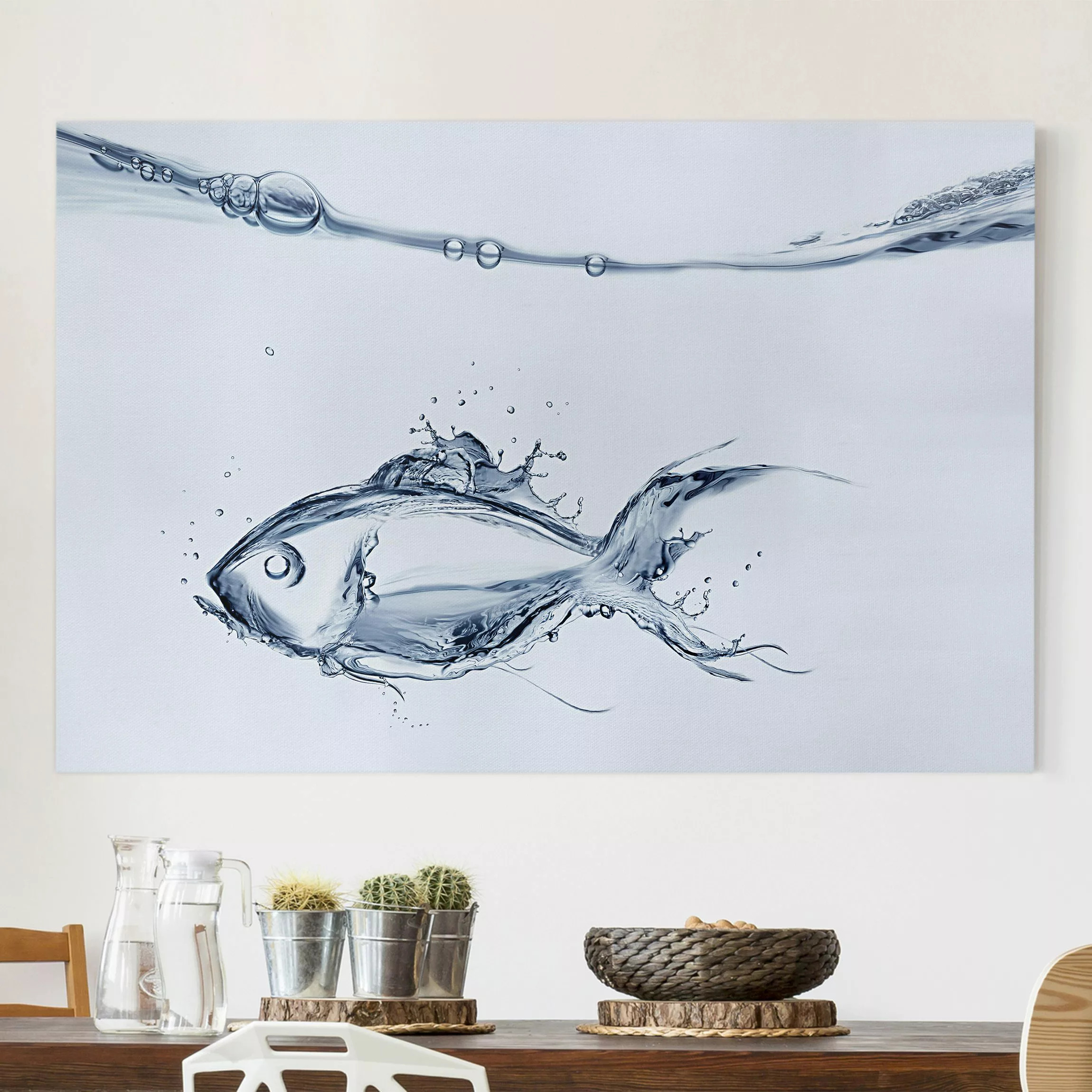 Leinwandbild Tiere - Querformat Liquid Silver Fish günstig online kaufen