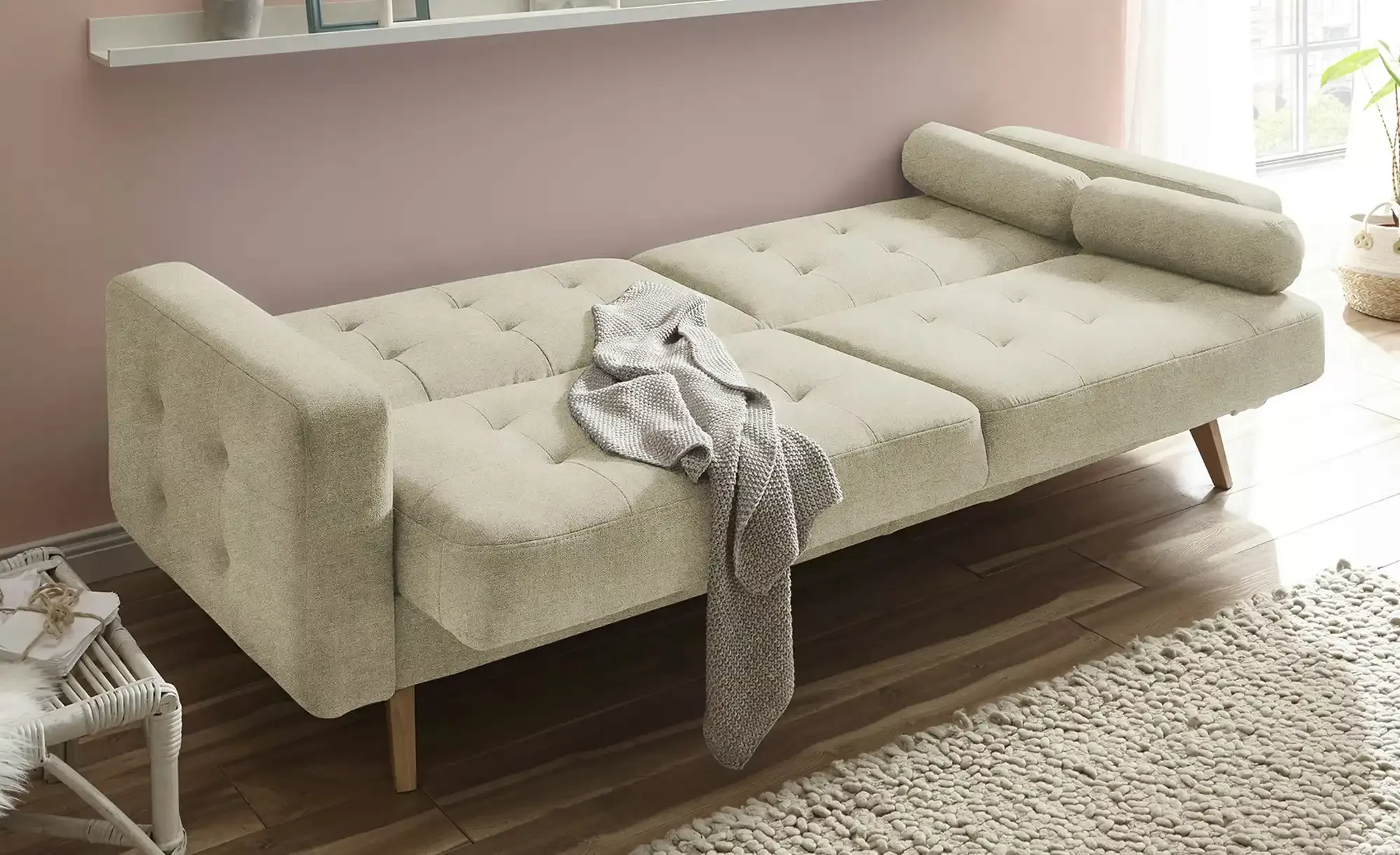 Schlafsofa mit Bettkasten Fjord ¦ creme ¦ Maße (cm): B: 226 H: 88 T: 90.0 P günstig online kaufen