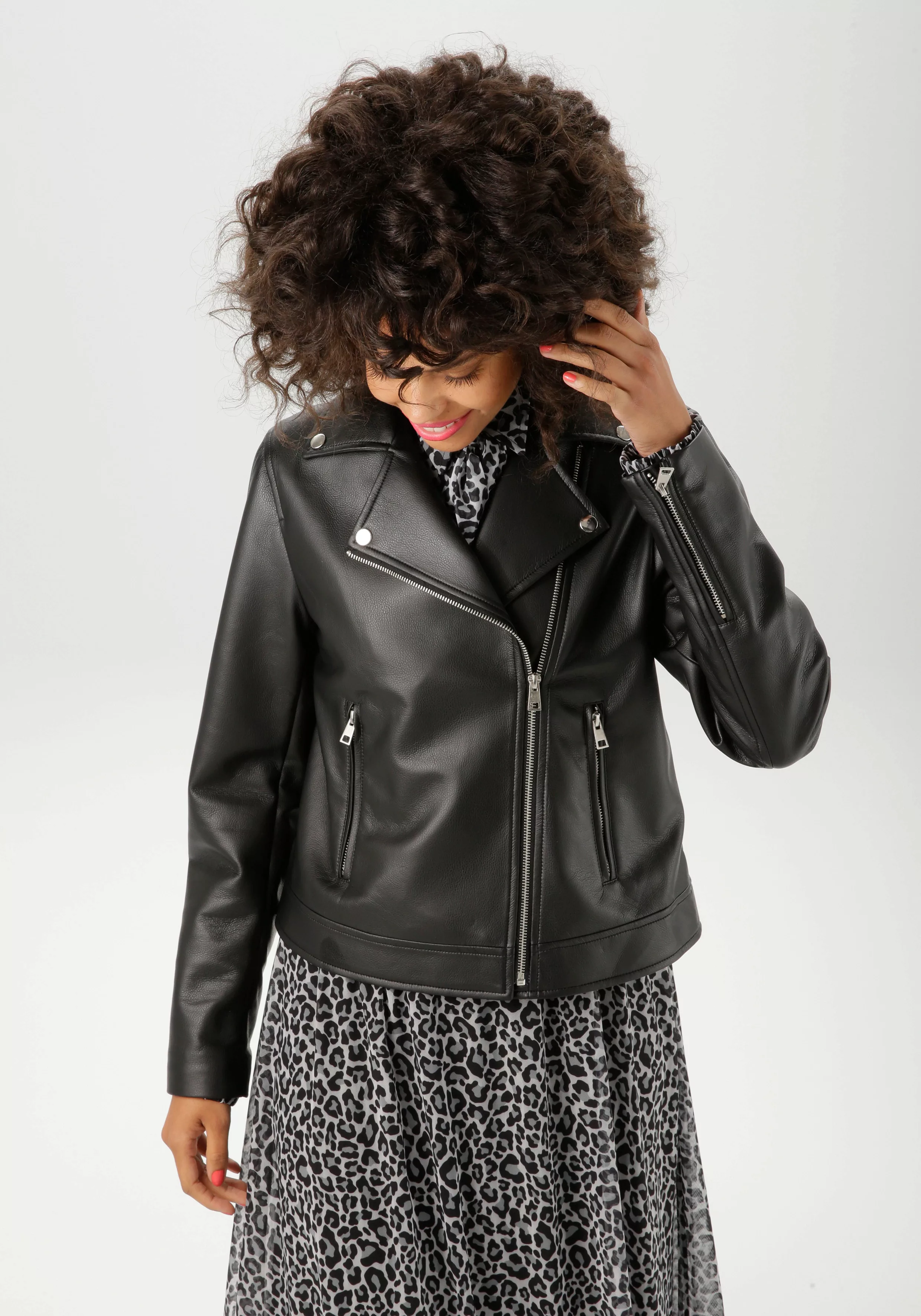 Aniston CASUAL Lederimitatjacke, im Biker-Style - NEUE KOLLEKTION günstig online kaufen