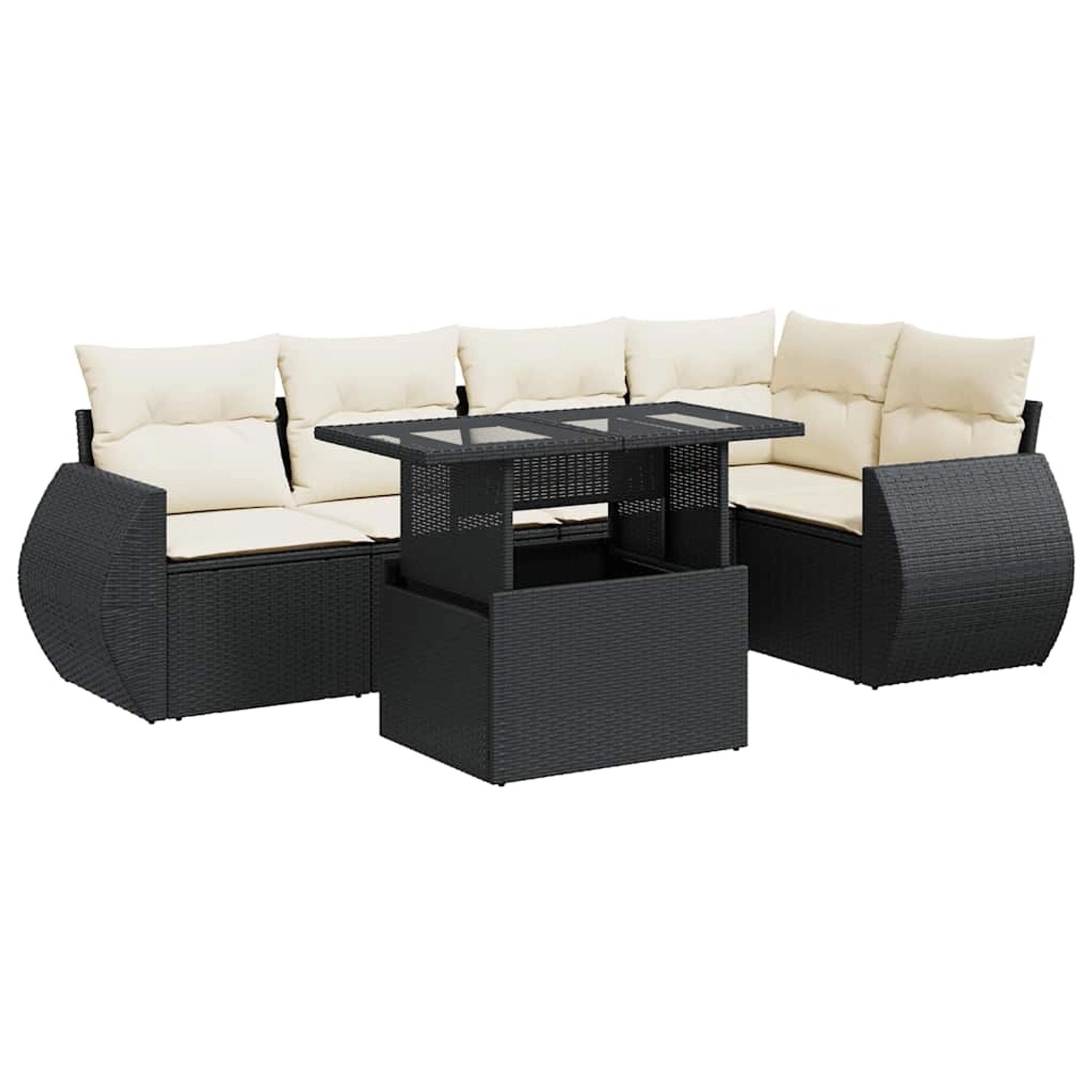 vidaXL 6-Tlg Garten-Sofagarnitur mit Kissen Schwarz Poly Rattan 3326637 günstig online kaufen