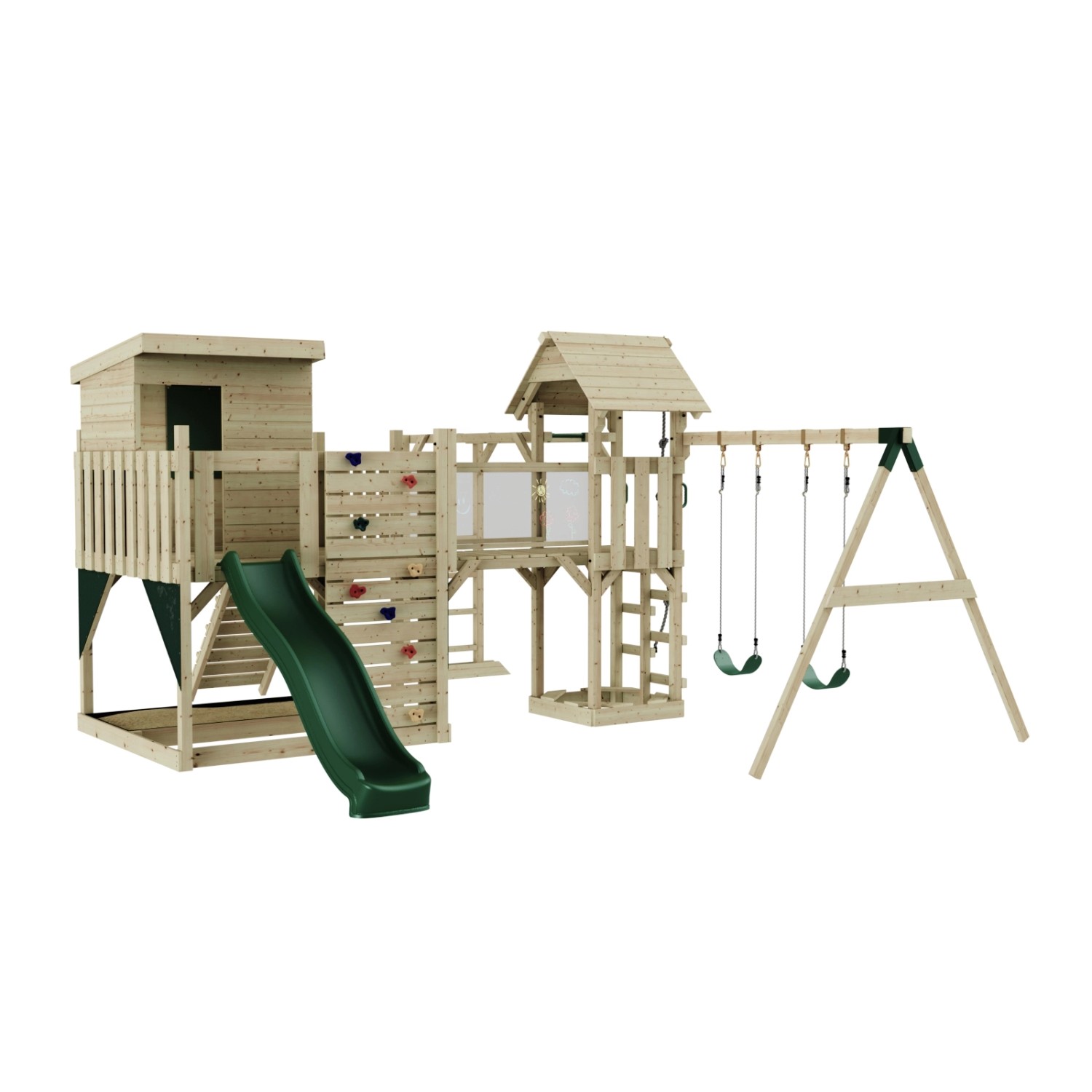 OutdoorToys Spielturm Malou mit Kinderschaukel Dunkelgrün günstig online kaufen