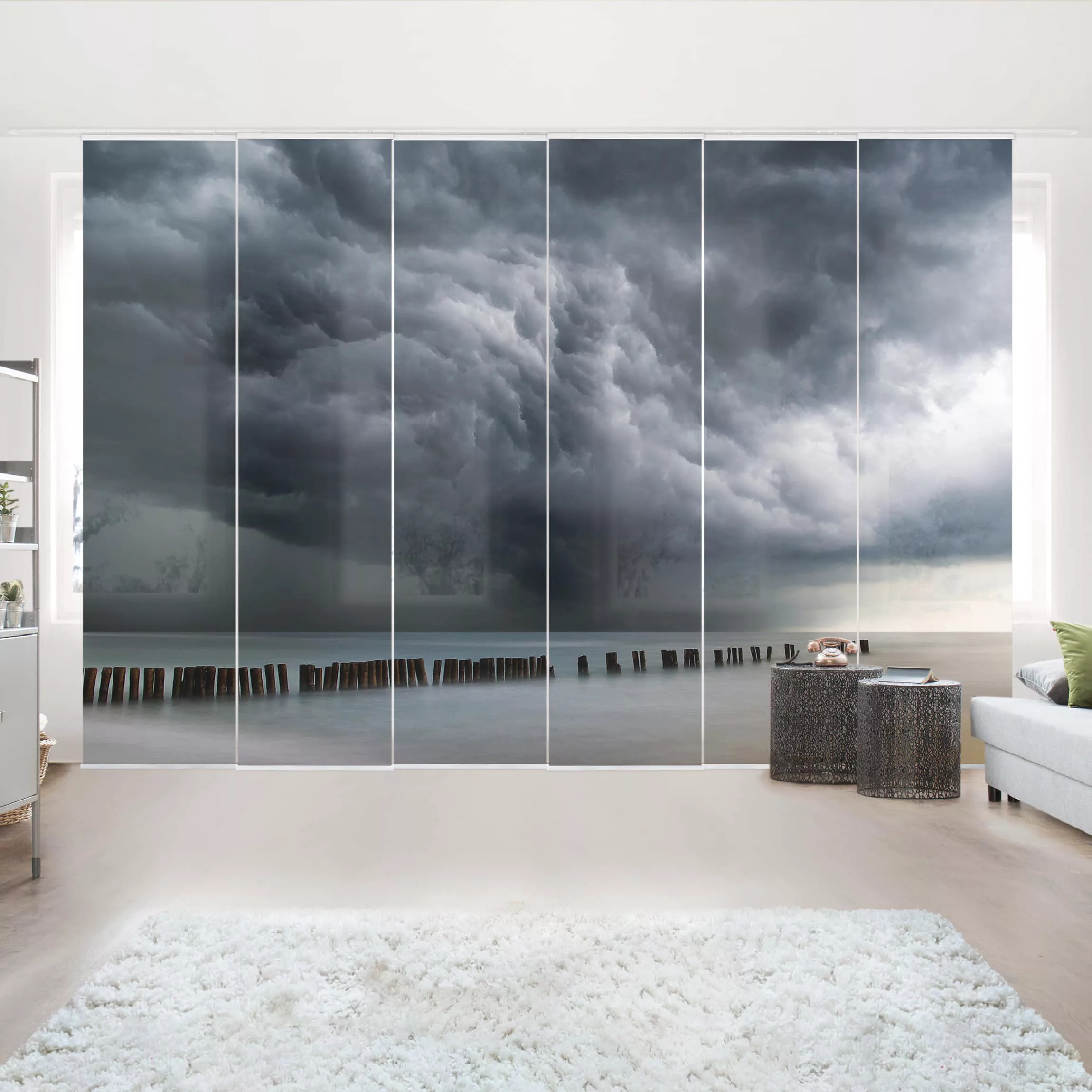 Schiebegardinen Set Natur & Landschaft Sturmwolken über der Ostsee günstig online kaufen