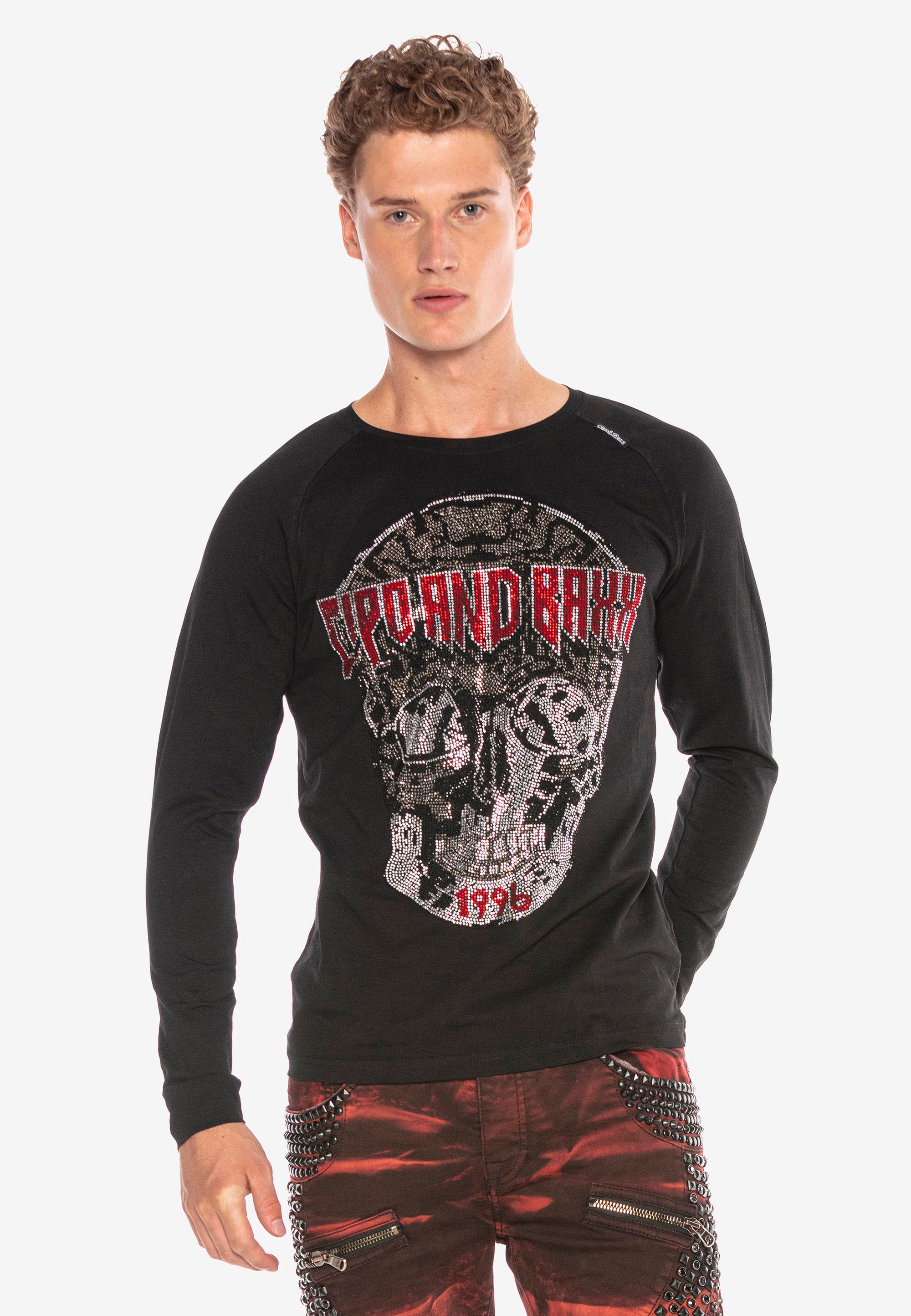 Cipo & Baxx Langarmshirt, mit stylischem Totenkopf-Motiv günstig online kaufen