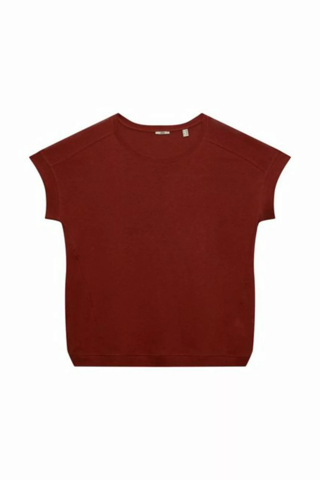 Esprit T-Shirt CURVY T-Shirt aus Baumwolle-Leinen-Mix (1-tlg) günstig online kaufen