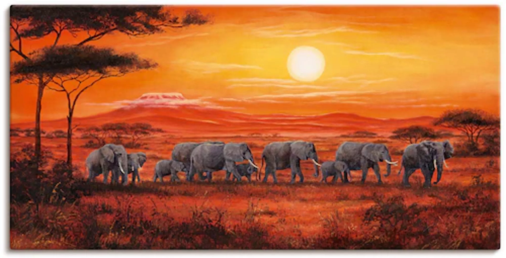 Artland Wandbild "Elefantenherde", Wildtiere, (1 St.), als Leinwandbild, Po günstig online kaufen