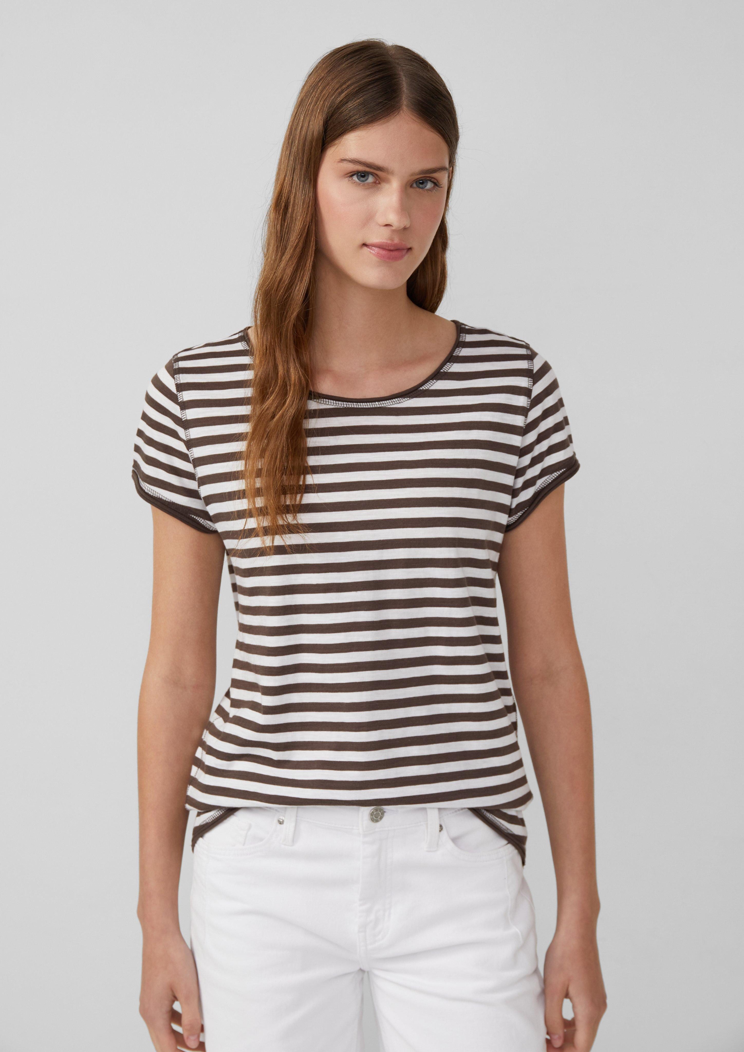 s.Oliver Kurzarmshirt T-Shirt mit Rollkanten und günstig online kaufen