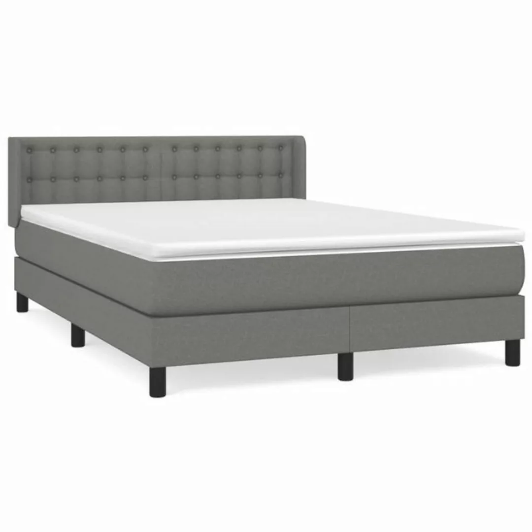 vidaXL Bettgestell Boxspringbett mit Matratze Dunkelgrau 140x200 cm Stoff B günstig online kaufen