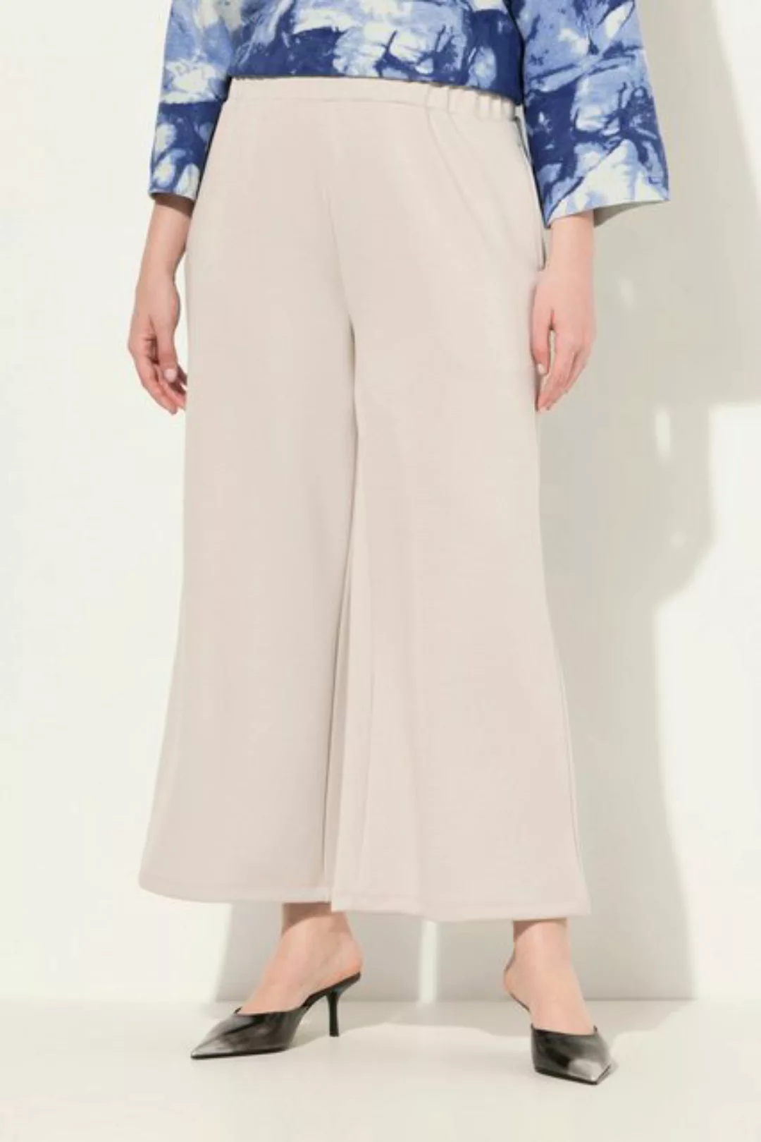 Ulla Popken Culotte Jersey-Culotte wadenlang weites Bein Elastikbund günstig online kaufen