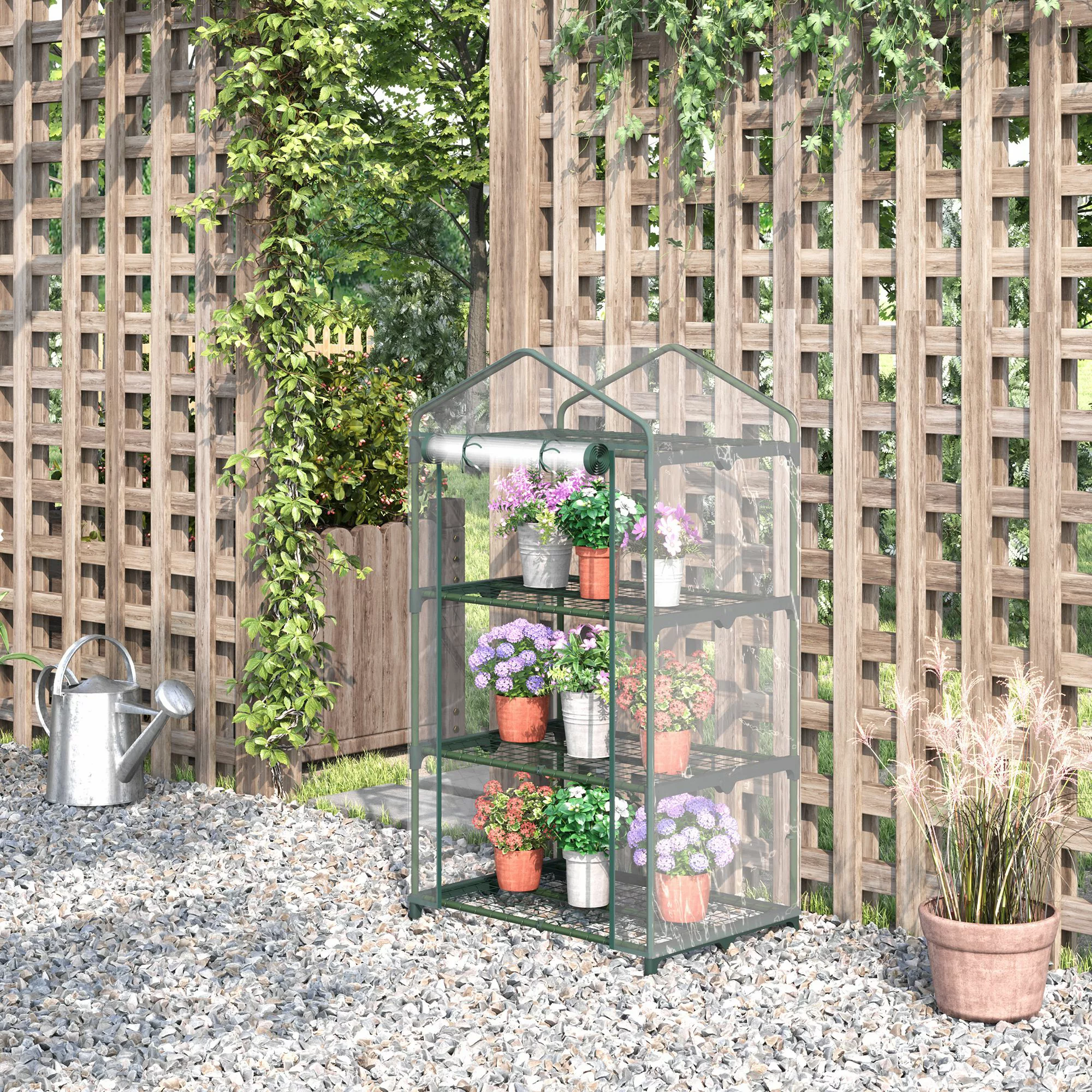 Outsunny Garten-Gewächshaus mit 3 Etagen, Balkongewächshaus, verstärkte PVC günstig online kaufen