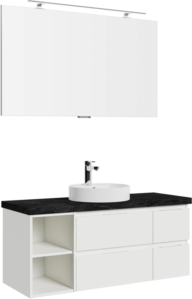 Pelipal Badmöbel-Set Serie 4035 3-teilig Weiß Glanz mit Aufsatzbecken u. Sp günstig online kaufen