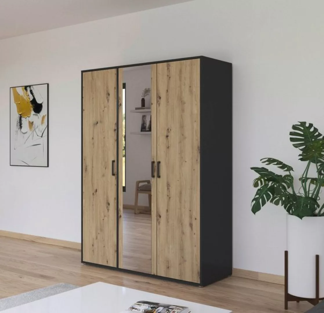 rauch Drehtürenschrank Voyager mit modernen Griffen in Graumetallic und Spi günstig online kaufen