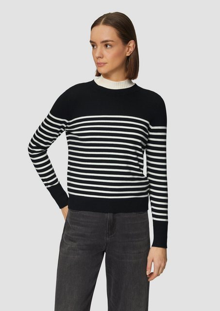 s.Oliver Strickpullover Gestreifter Pullover aus Viskosemix günstig online kaufen