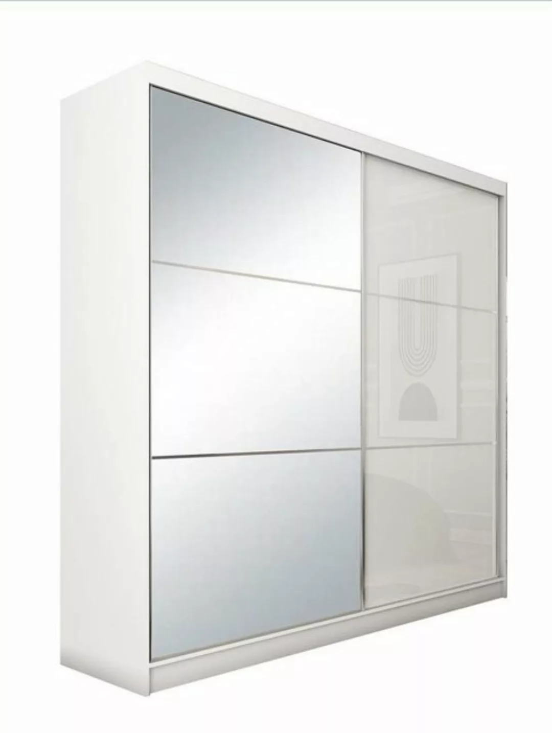 Compleo Schwebetürenschrank CINZIA, Schrank mit Lacobel Glas (200 cm, mit o günstig online kaufen