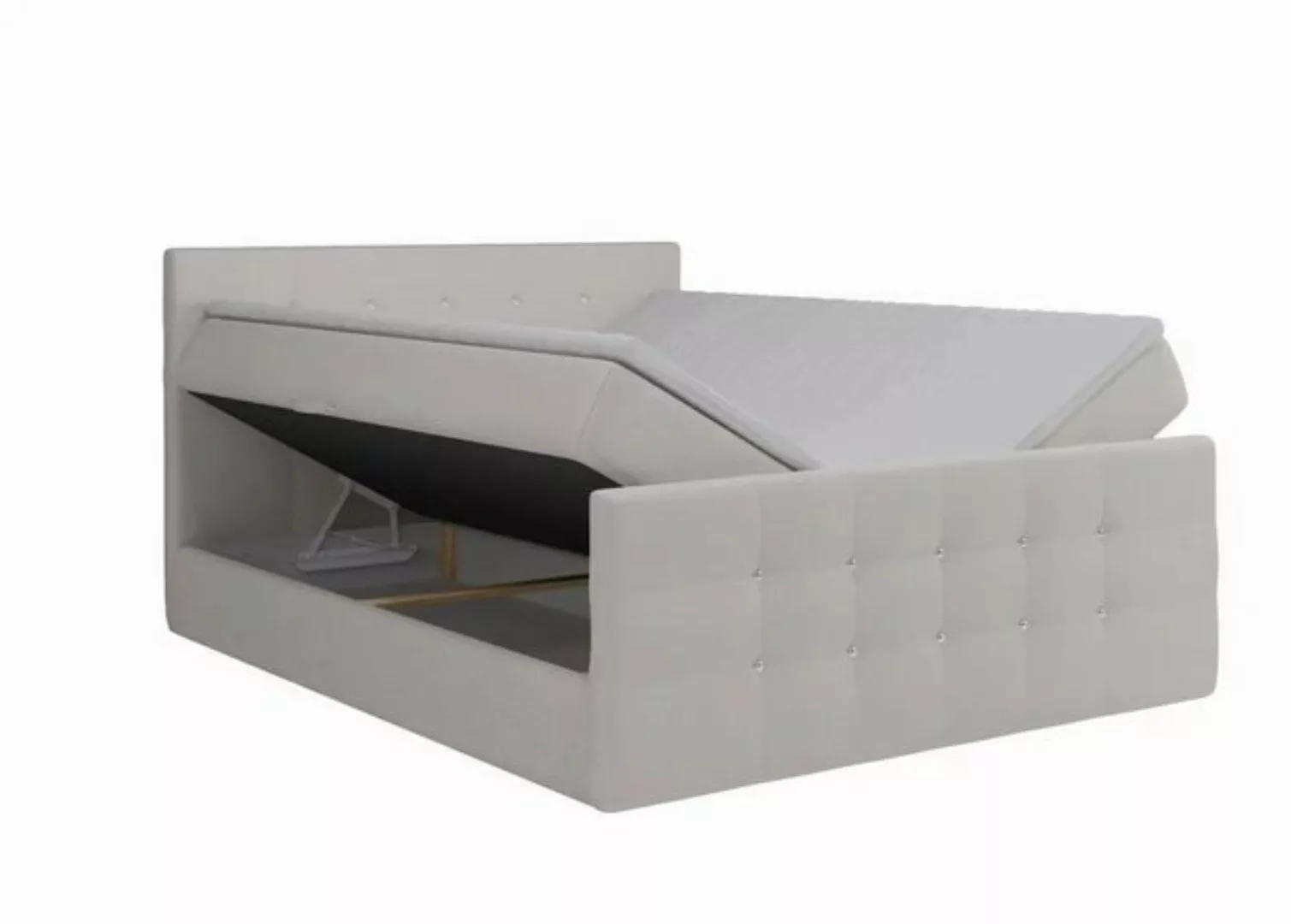 DB-Möbel Boxspringbett "Oruno" Kontinentalbett mit Bettkasten in grau. Bett günstig online kaufen
