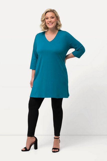 Ulla Popken Longshirt Longshirt A-Linie V-Ausschnitt 3/4-Arm günstig online kaufen