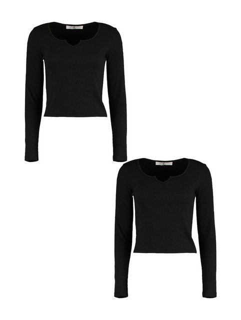 HaILY’S Blusenshirt Shirt 2er-Set Figurbetont Rippoptik Langarm (2-tlg) 705 günstig online kaufen