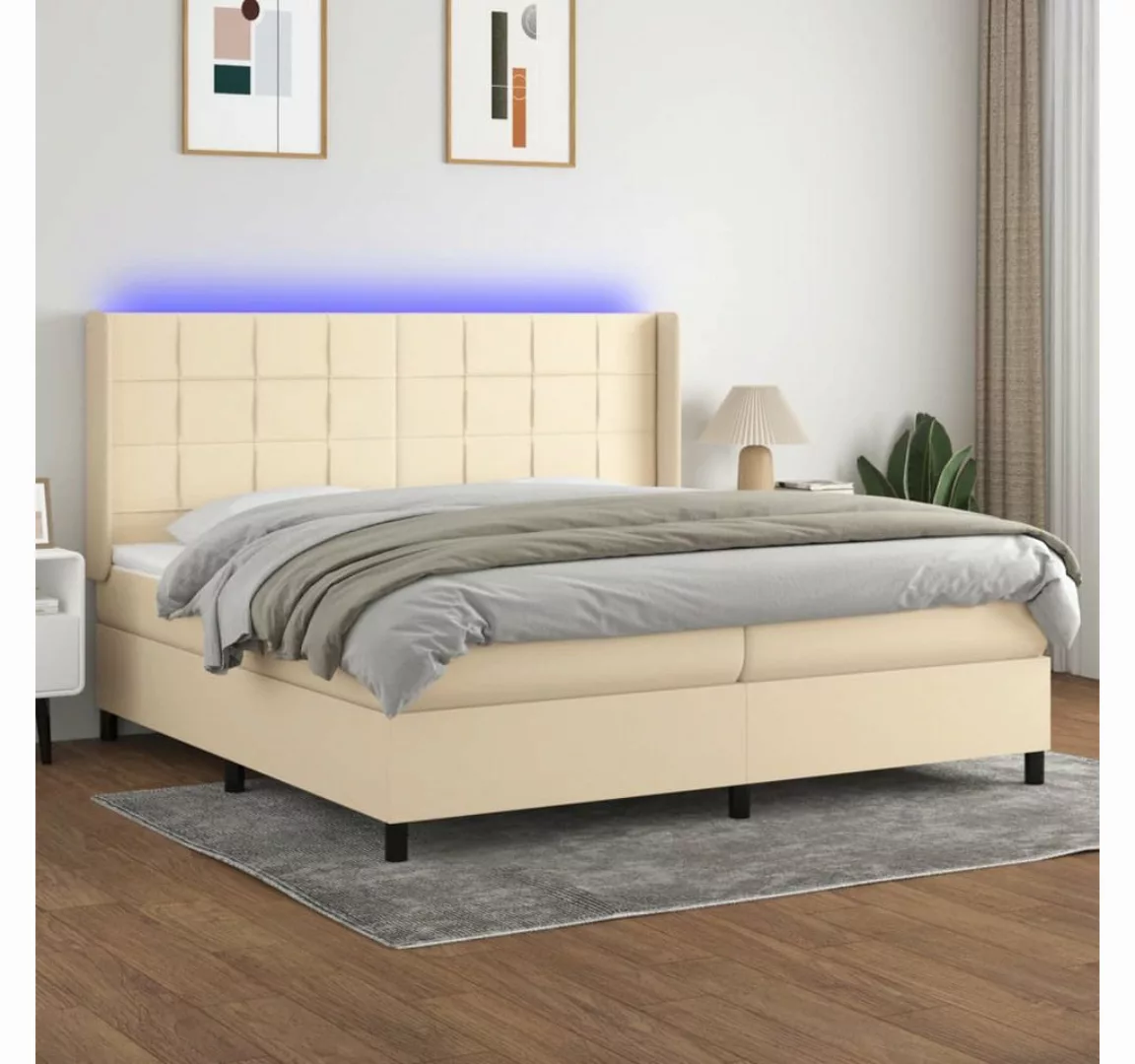 vidaXL Boxspringbett, Boxspringbett mit Matratze & LED Creme 200x200 cm Sto günstig online kaufen