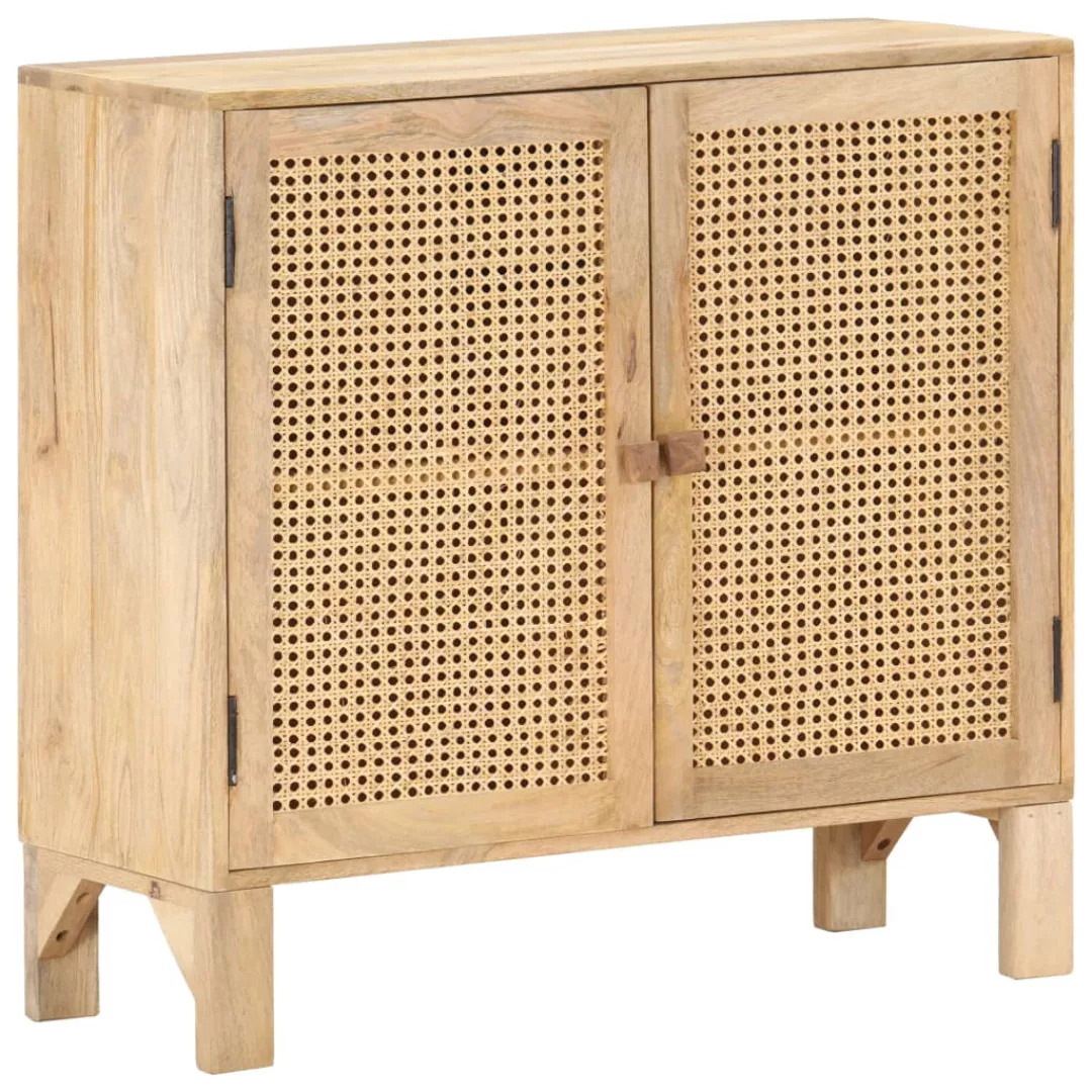 Sideboard 80 X 30 X 73 Cm Mango Massivholz Und Naturgeflecht günstig online kaufen