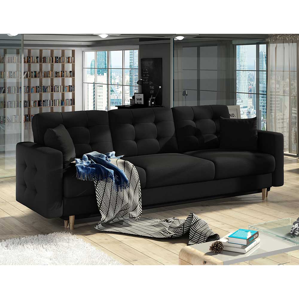 Sofa Dreisitzer Sofa mit Armlehnen in Schwarzbraun günstig online kaufen