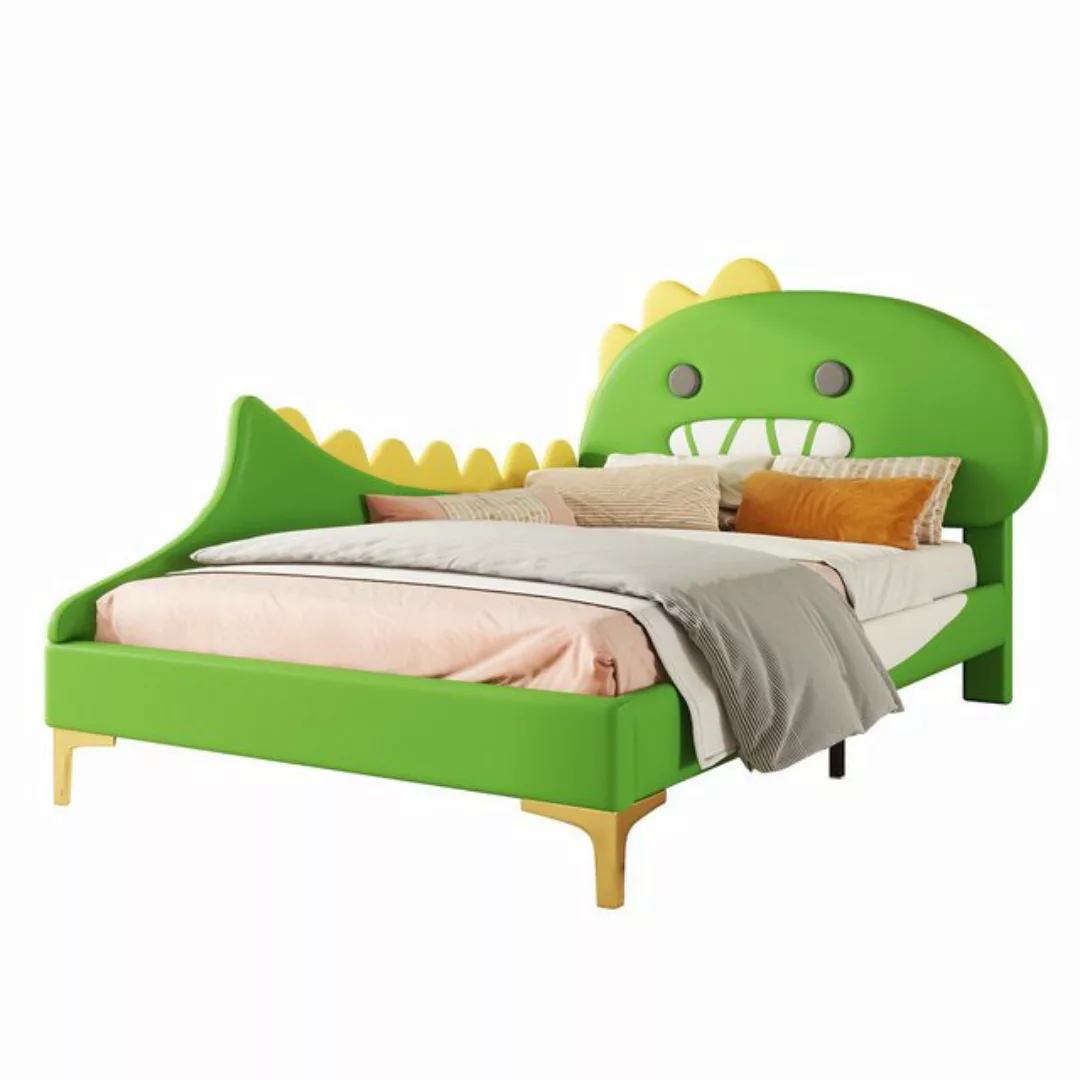 MODFU Kinderbett Cartoon Dinosaurier Form, Flachbett, kunstleder Material, günstig online kaufen