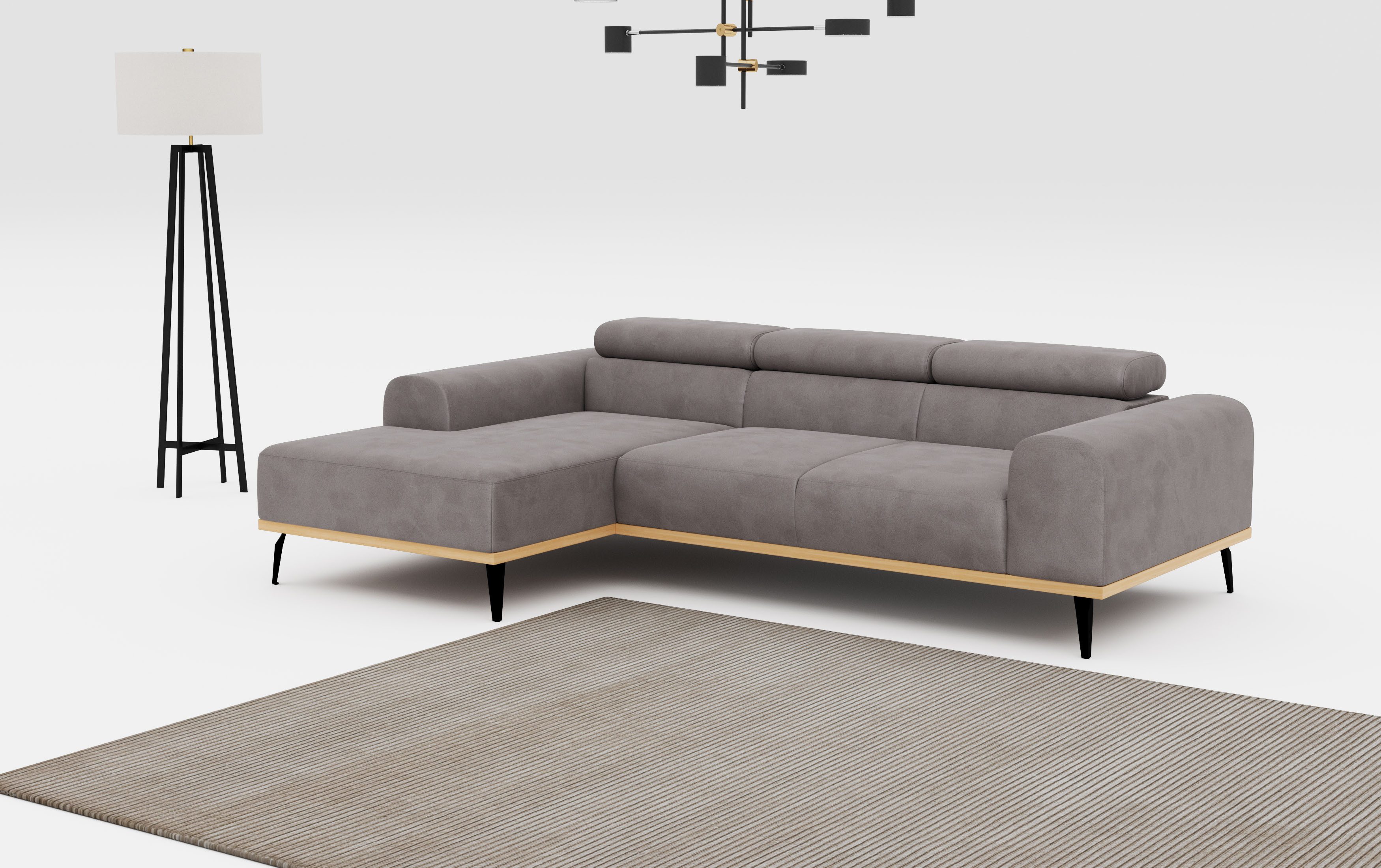 Places of Style Ecksofa "Carlo L-Form", mit Kopfteilverstellung & Holz-Rahm günstig online kaufen