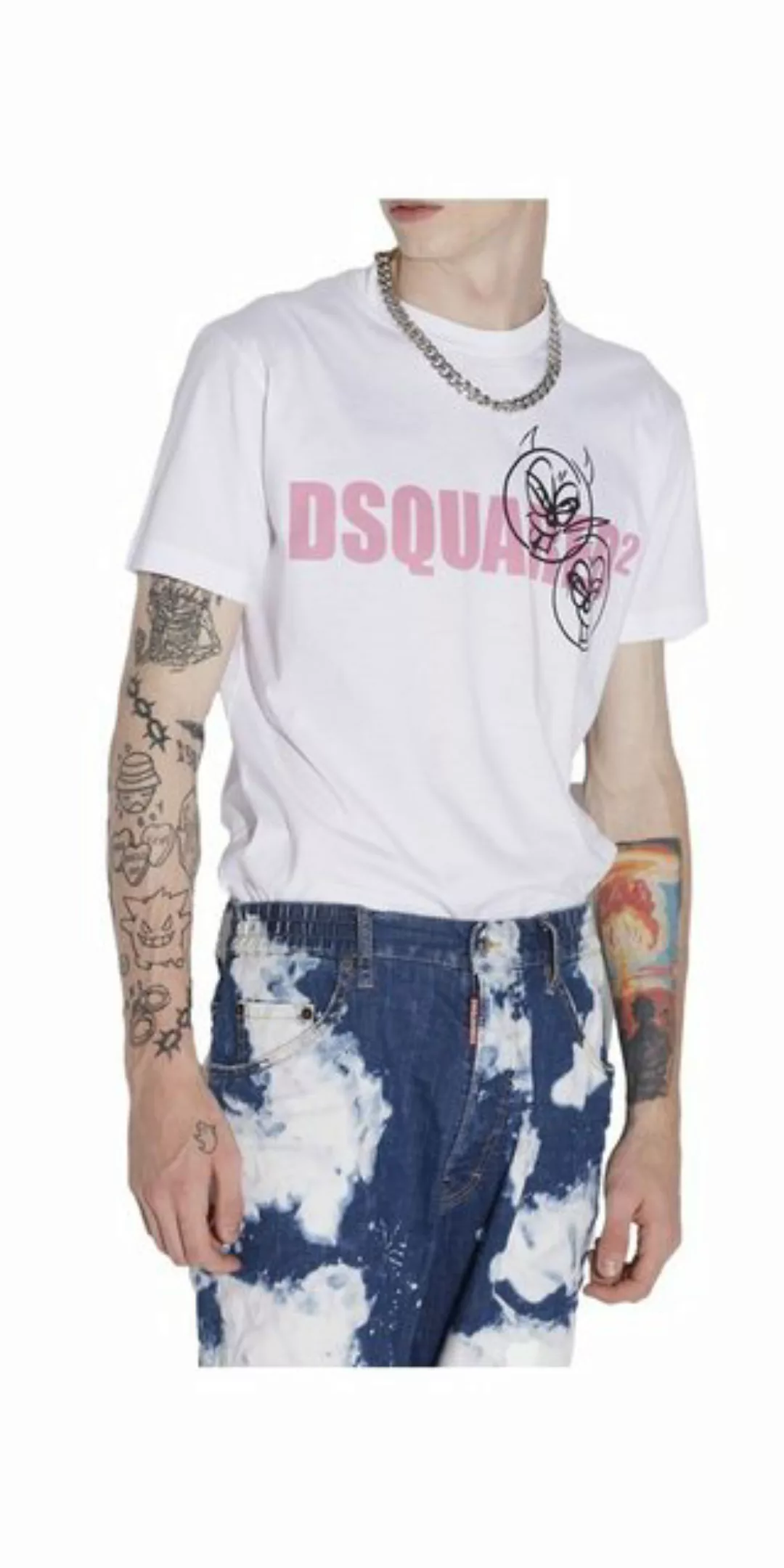 Dsquared2 Print-Shirt DOODLE LOGO FACE T-SHIRT WHITE günstig online kaufen