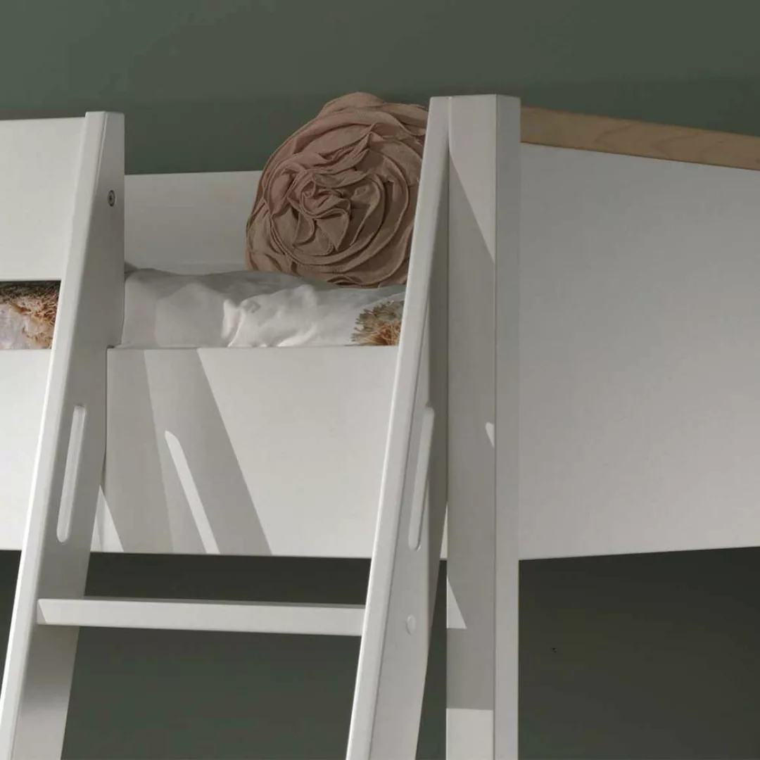 Kinderhochbett modern in Weiß 160 cm hoch günstig online kaufen