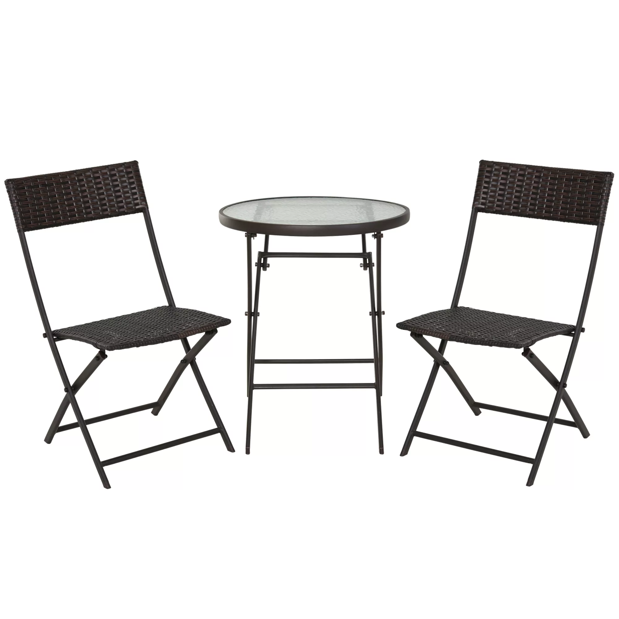 Outsunny Bistroset Balkonset Garnitur Polyrattan 3 tlg. Klappbar Garten Bra günstig online kaufen