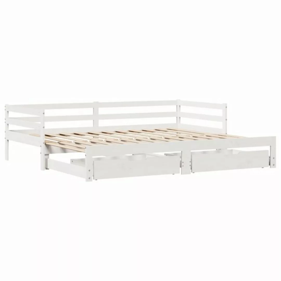 vidaXL Bett Tagesbett Ausziehbar mit Schubladen ohne Matratze Weiß 90x190cm günstig online kaufen