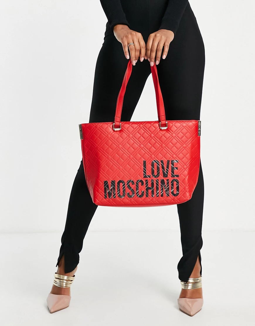 Love Moschino – Große, gesteppte Tragetasche in Schwarz günstig online kaufen