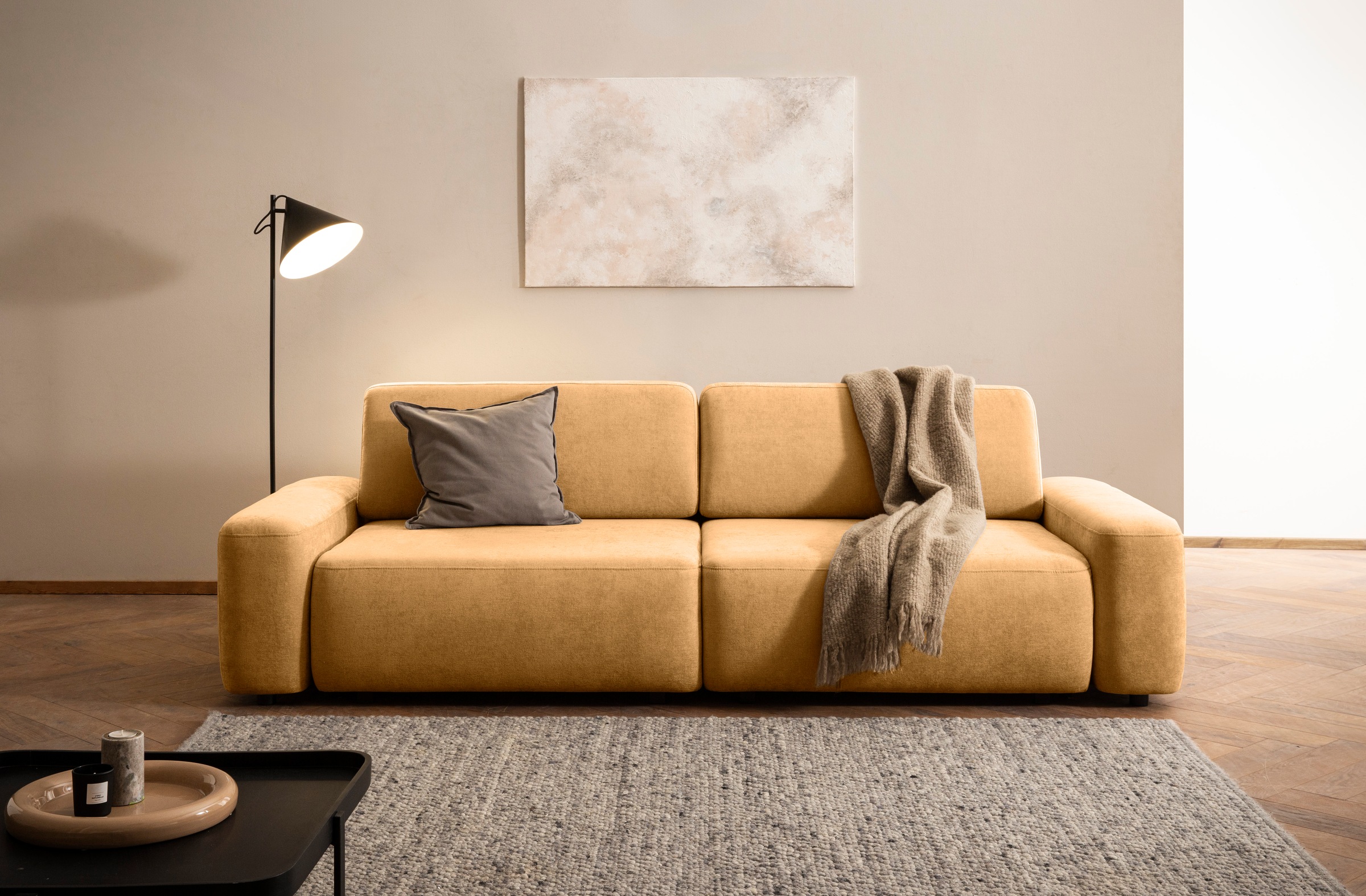 INOSIGN 3-Sitzer "TORGE (257cm), Sofa,Schlafsofa in Cord, Samtvelours, Stru günstig online kaufen