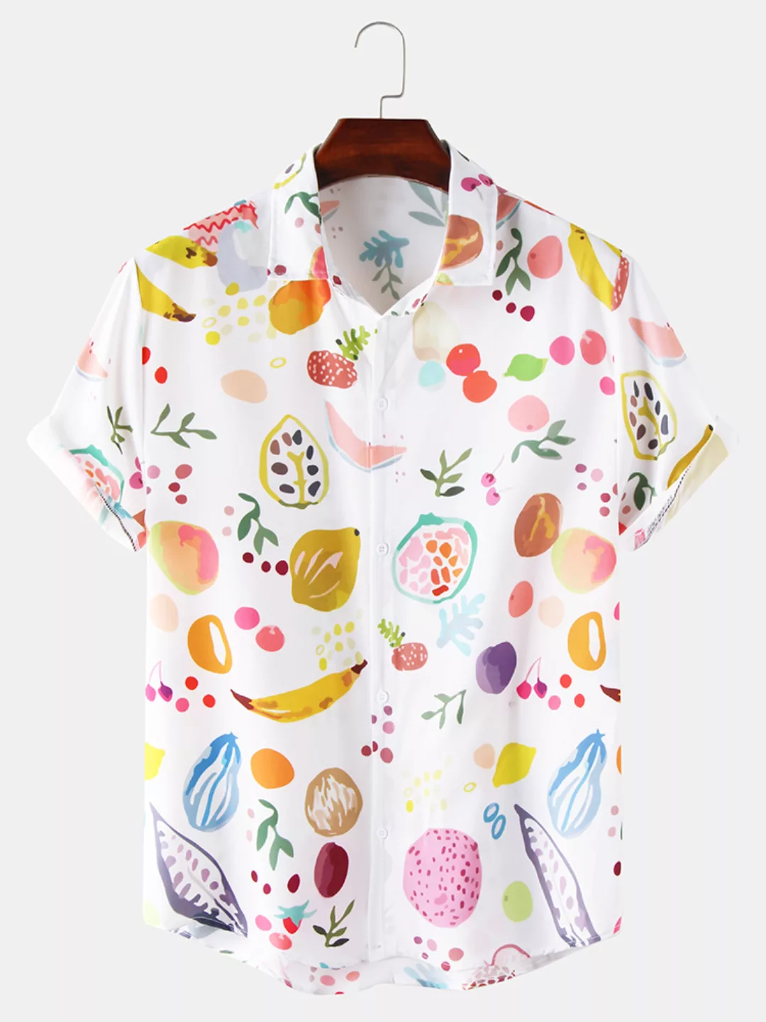 Mens Abstract Colorful Obstmuster Print Kurzarm Causal Light Shirts günstig online kaufen