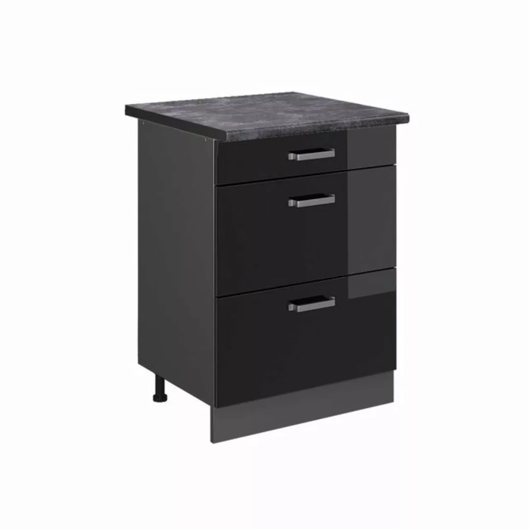 Vicco Unterschrank R-Line, Schwarz Hochglanz/Anthrazit, 60 cm mit Schublade günstig online kaufen