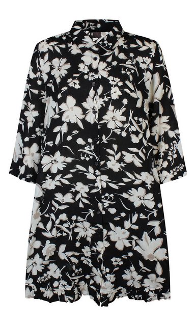 ZE-ZE Nordic Blusenkleid Blusenkleid schwarz Blumenmuster Blumenprint günstig online kaufen