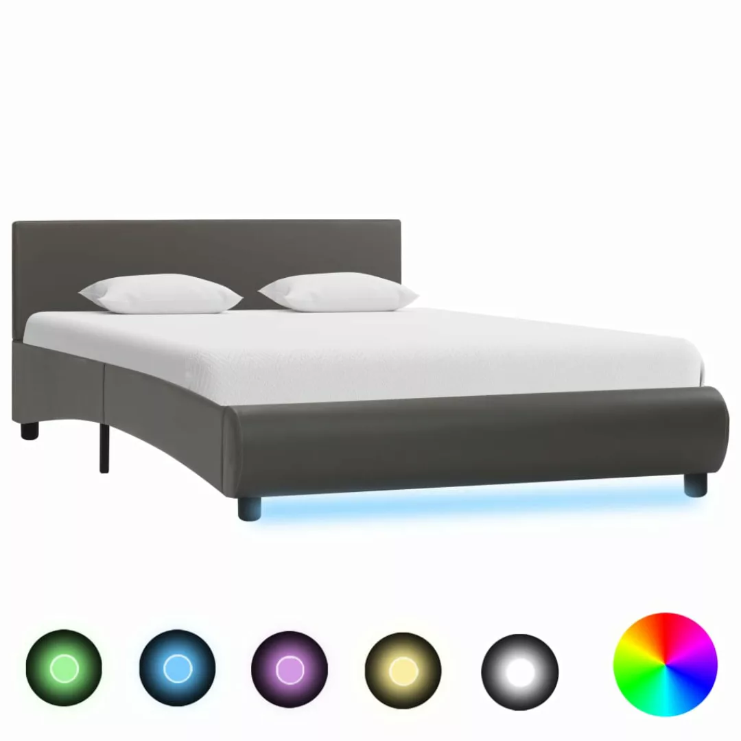 Bettgestell Mit Led Grau Kunstleder 120 X 200 Cm günstig online kaufen