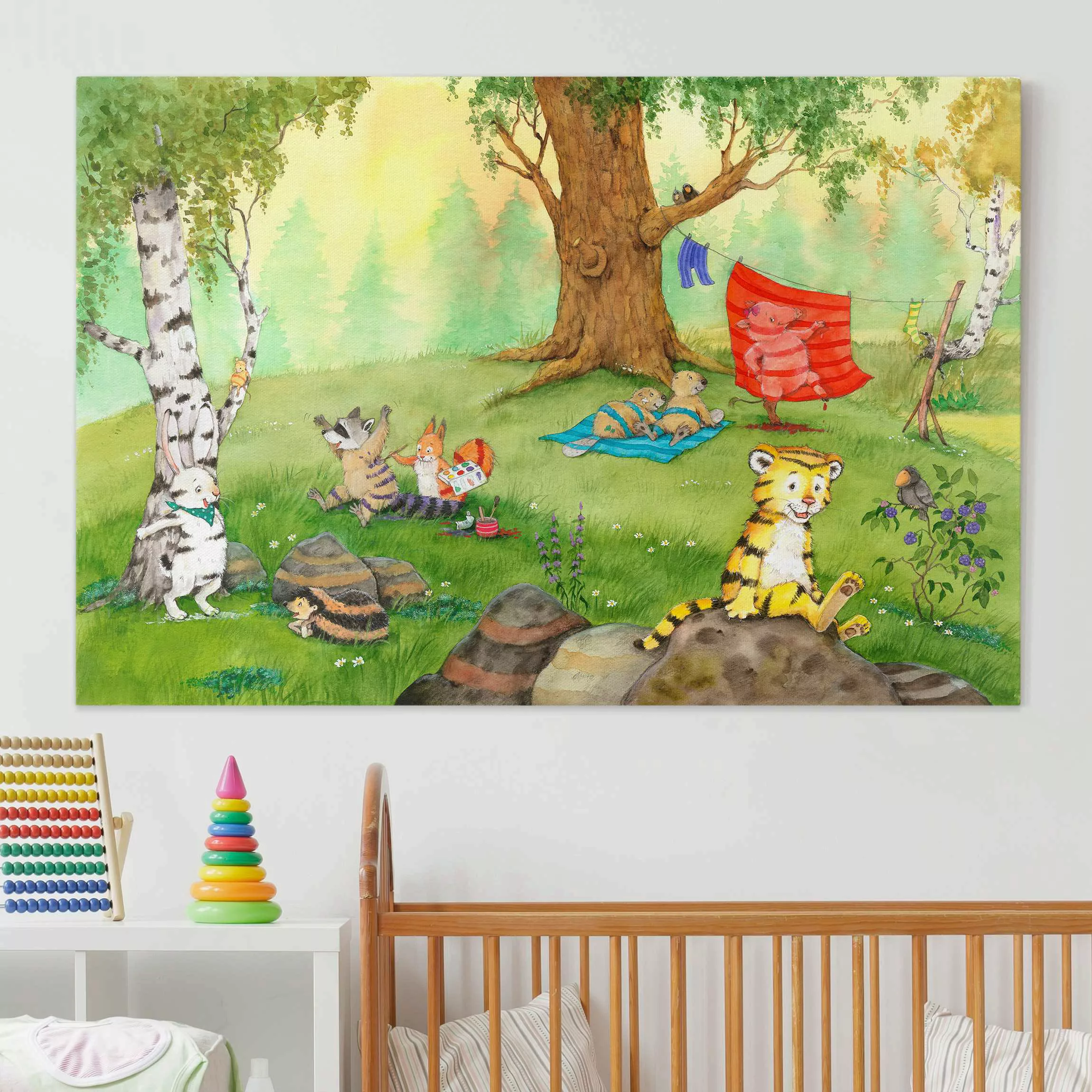 Leinwandbild Kinderzimmer - Querformat Kleiner Tiger - Tarnstreifen für all günstig online kaufen