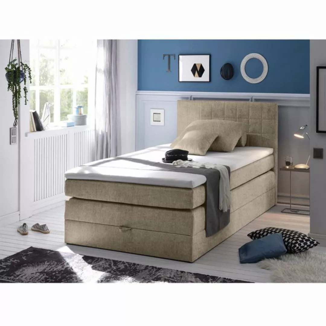 Lomadox Boxspringbett HUSUM-09, Liegefläche 120x200cm, Härtegrad H2, mit Be günstig online kaufen