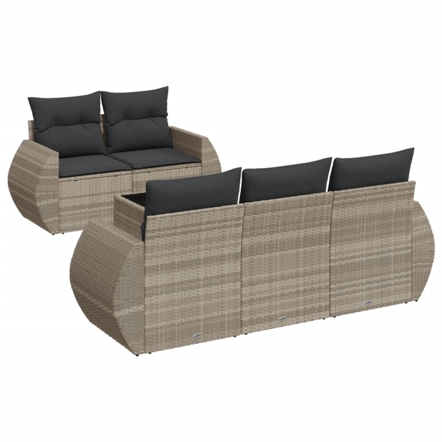 vidaXL 6-Tlg Garten-Sofagarnitur mit Kissen Hellgrau Poly Rattan 3221101 günstig online kaufen