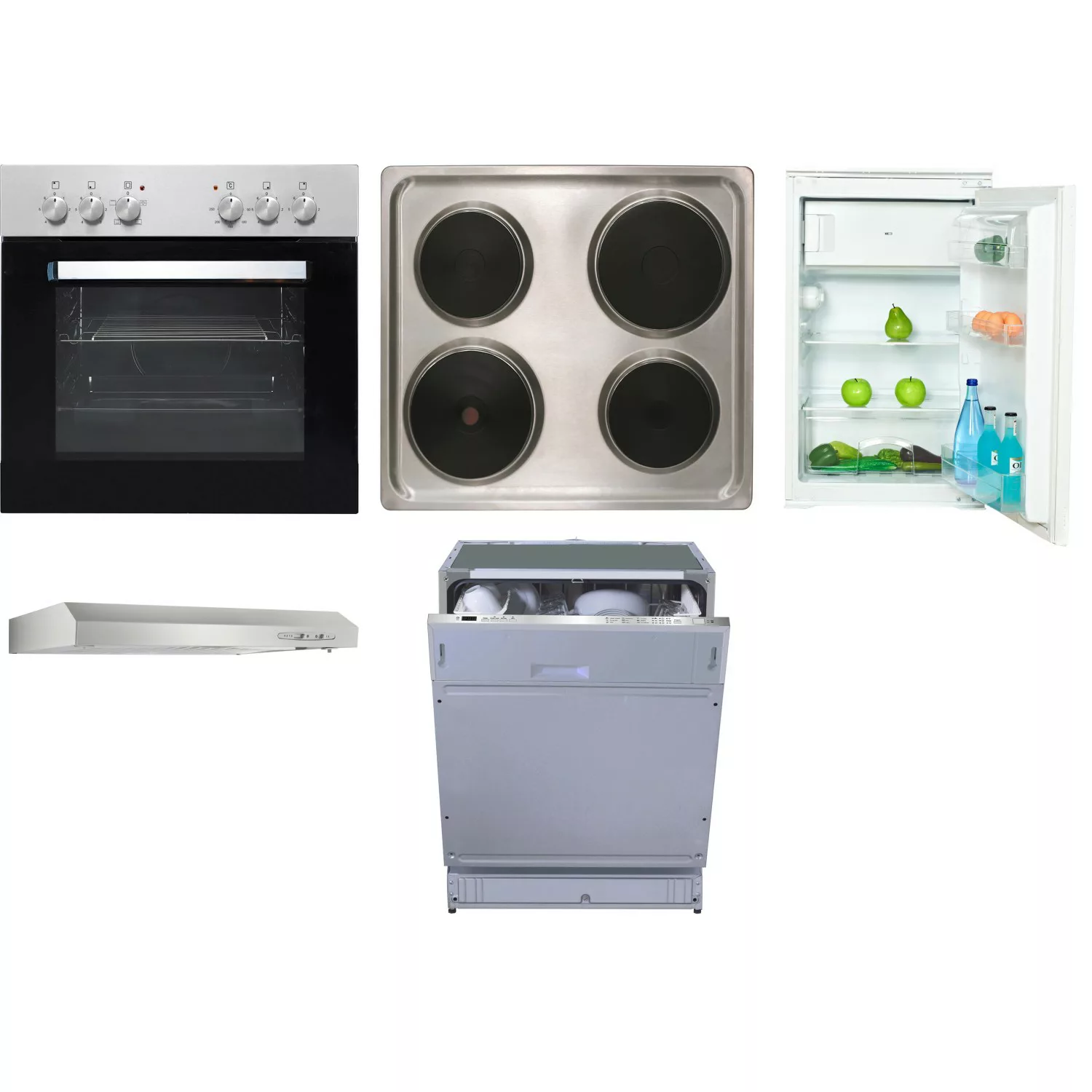 Flex-Well Küchengeräte-Set 3 Herd Kühlschrank Geschirrspüler + Dunstabzugsh günstig online kaufen