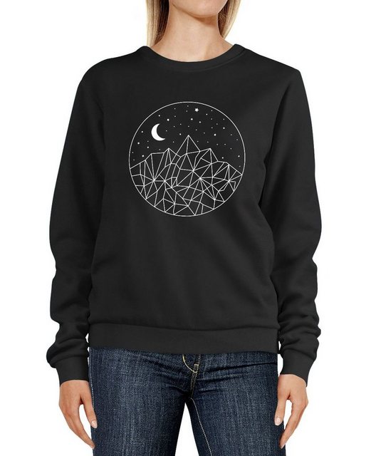 Neverless Sweatshirt Sweatshirt Damen Print Berge und Sterne Polygon Design günstig online kaufen