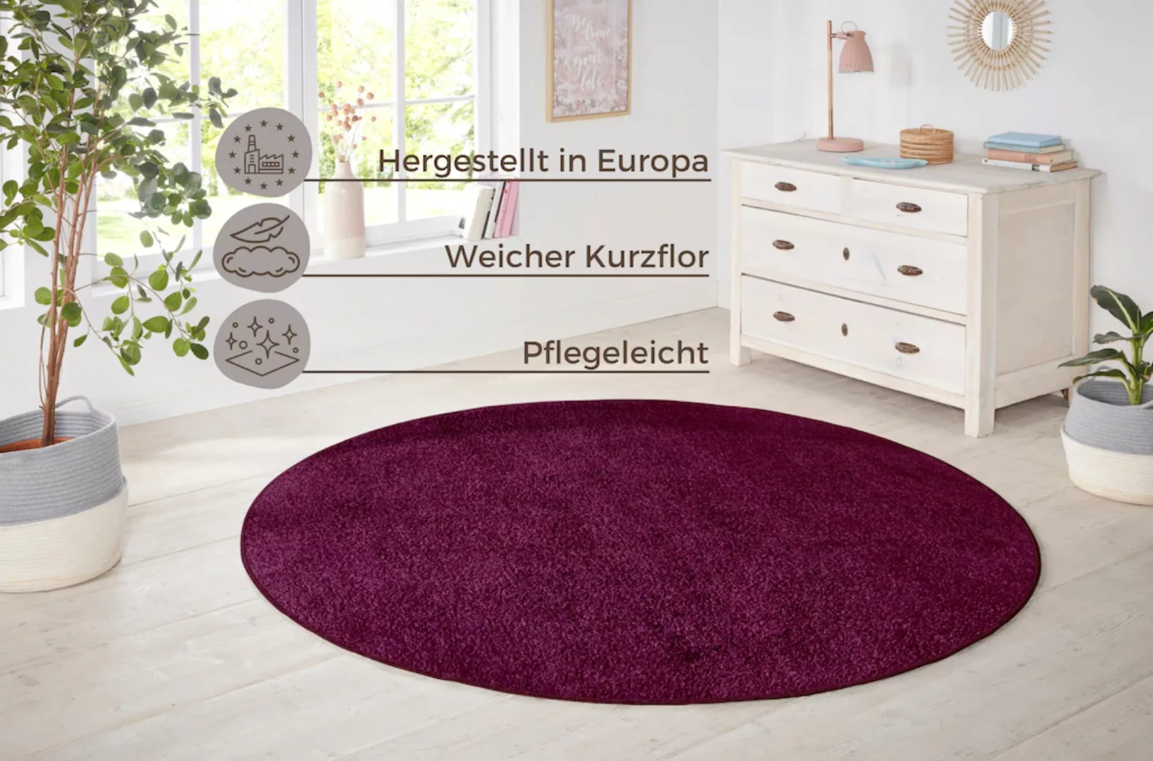 HANSE Home Teppich »Shashi«, rund, Kurzflor, Unifarben, Teppich, Weich, Ess günstig online kaufen