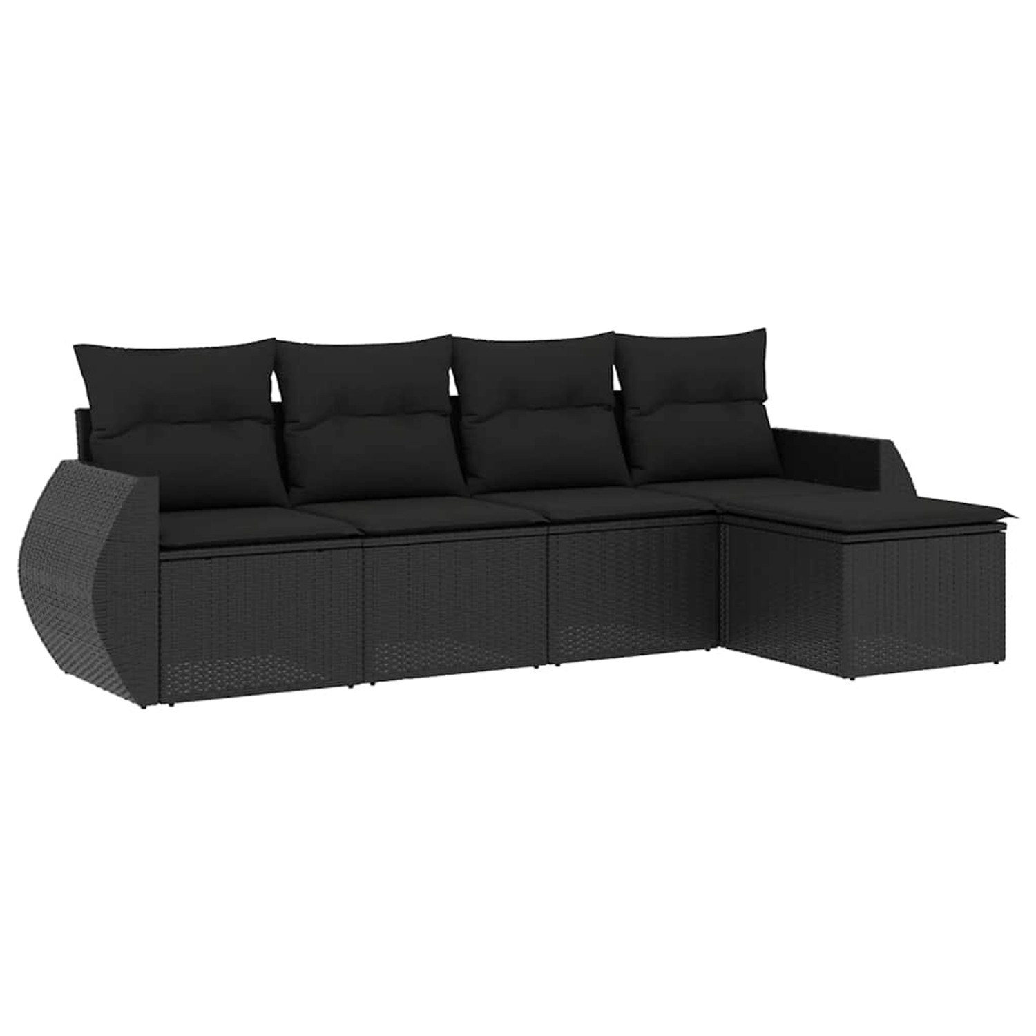 vidaXL 5-Tlg Garten-Sofagarnitur mit Kissen Schwarz Poly Rattan 3253622 günstig online kaufen